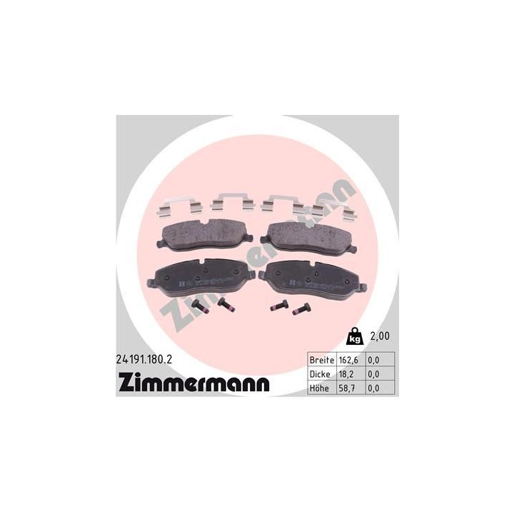 Stabdžių trinkelių rinkinys, diskinis stabdys ZIMMERMANN 24191.180.2