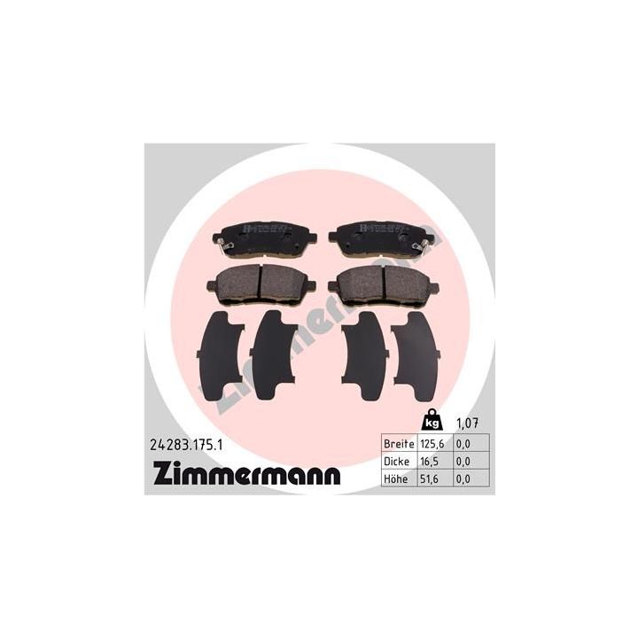 Stabdžių trinkelių rinkinys, diskinis stabdys ZIMMERMANN 24283.175.1
