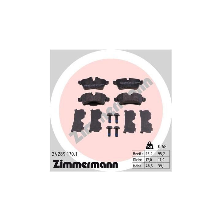Stabdžių trinkelių rinkinys, diskinis stabdys ZIMMERMANN 24289.170.1