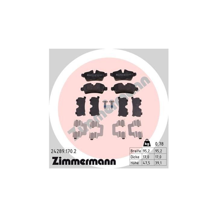 Stabdžių trinkelių rinkinys, diskinis stabdys ZIMMERMANN 24289.170.2