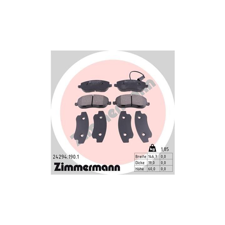 Stabdžių trinkelių rinkinys, diskinis stabdys ZIMMERMANN 24294.190.1