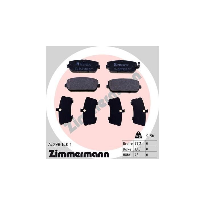 Stabdžių trinkelių rinkinys, diskinis stabdys ZIMMERMANN 24298.140.1