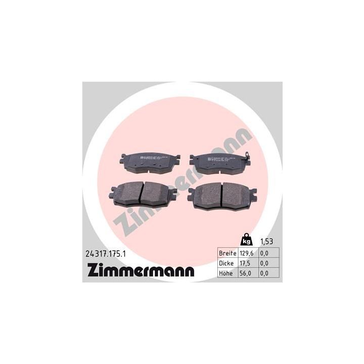 Stabdžių trinkelių rinkinys, diskinis stabdys ZIMMERMANN 24317.175.1