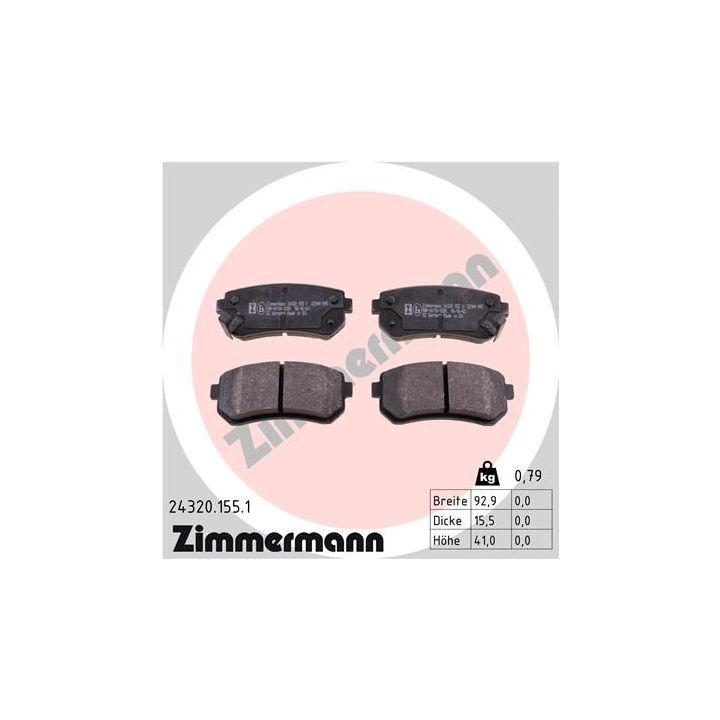 Stabdžių trinkelių rinkinys, diskinis stabdys ZIMMERMANN 24320.155.1