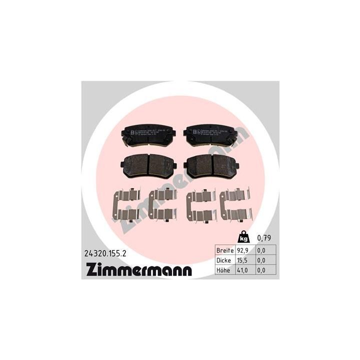 Stabdžių trinkelių rinkinys, diskinis stabdys ZIMMERMANN 24320.155.2