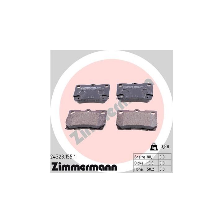 Stabdžių trinkelių rinkinys, diskinis stabdys ZIMMERMANN 24323.155.1