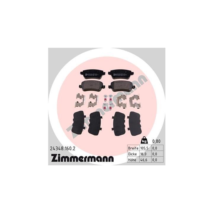 Stabdžių trinkelių rinkinys, diskinis stabdys ZIMMERMANN 24348.160.2