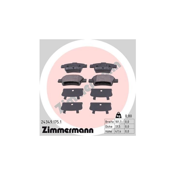 Stabdžių trinkelių rinkinys, diskinis stabdys ZIMMERMANN 24349.175.1