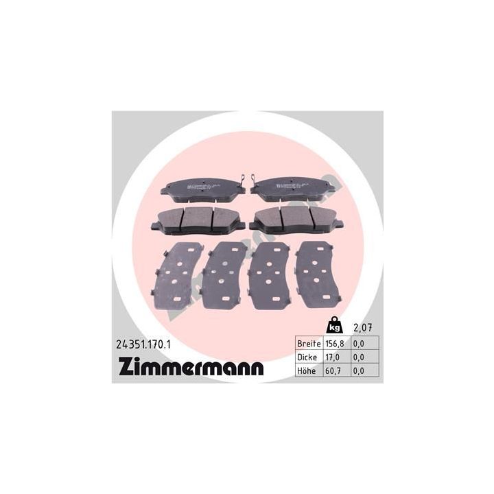 Stabdžių trinkelių rinkinys, diskinis stabdys ZIMMERMANN 24351.170.1