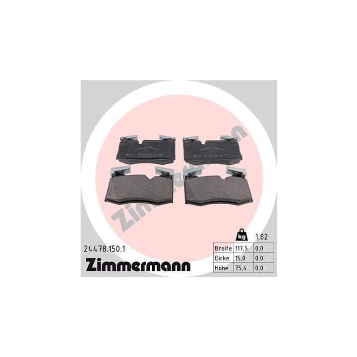 Stabdžių trinkelių rinkinys, diskinis stabdys ZIMMERMANN 24478.150.1