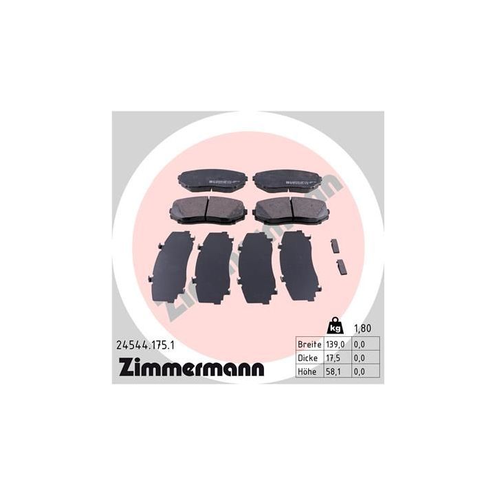 Stabdžių trinkelių rinkinys, diskinis stabdys ZIMMERMANN 24544.175.1
