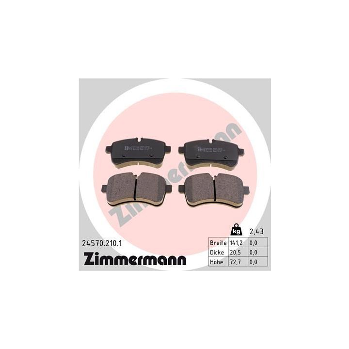 Stabdžių trinkelių rinkinys, diskinis stabdys ZIMMERMANN 24570.210.1