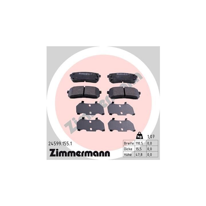 Stabdžių trinkelių rinkinys, diskinis stabdys ZIMMERMANN 24599.155.1