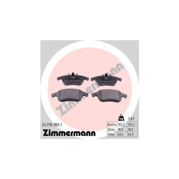 Stabdžių trinkelių rinkinys, diskinis stabdys ZIMMERMANN 24710.180.1