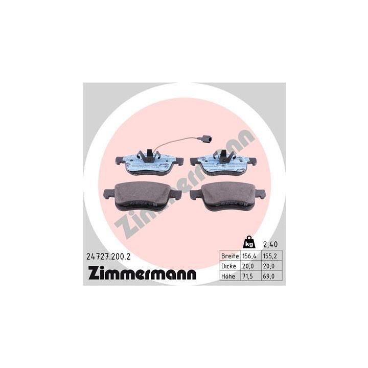 Stabdžių trinkelių rinkinys, diskinis stabdys ZIMMERMANN 24727.200.2