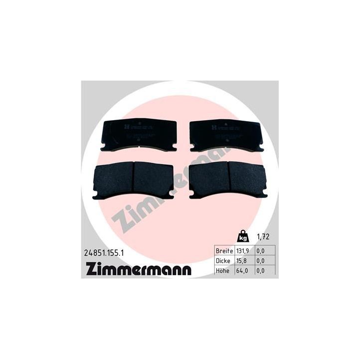 Stabdžių trinkelių rinkinys, diskinis stabdys ZIMMERMANN 24851.155.1