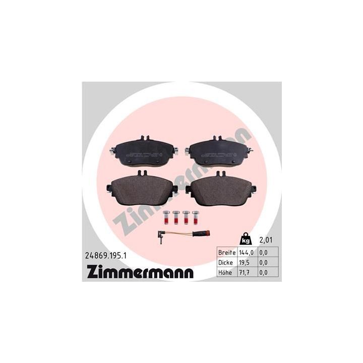 Stabdžių trinkelių rinkinys, diskinis stabdys ZIMMERMANN 24869.195.1