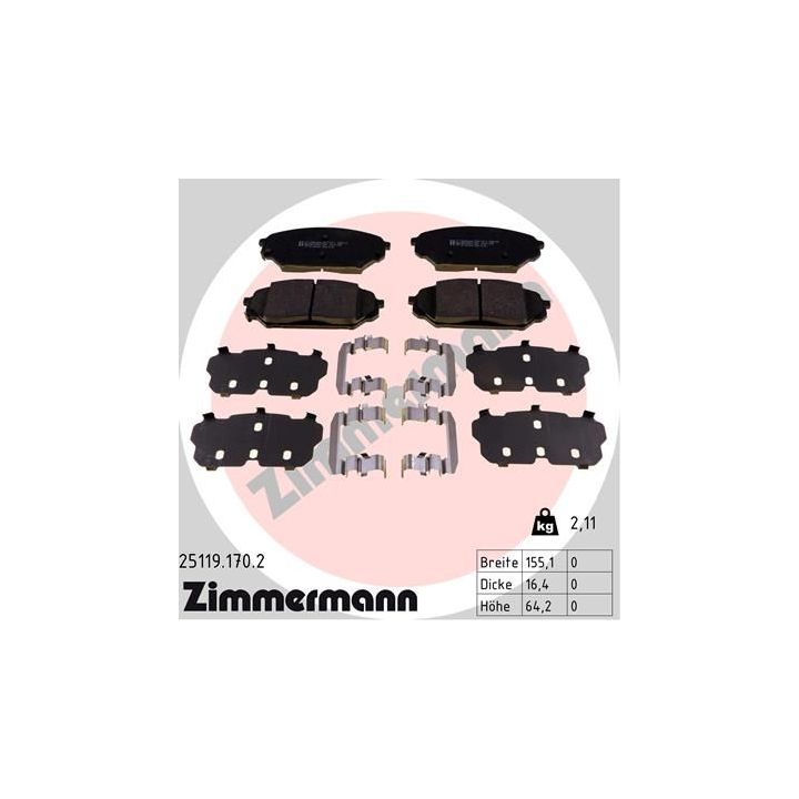 Stabdžių trinkelių rinkinys, diskinis stabdys ZIMMERMANN 25119.170.2