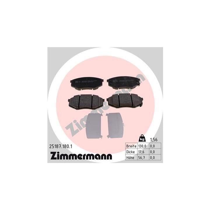 Stabdžių trinkelių rinkinys, diskinis stabdys ZIMMERMANN 25187.180.1