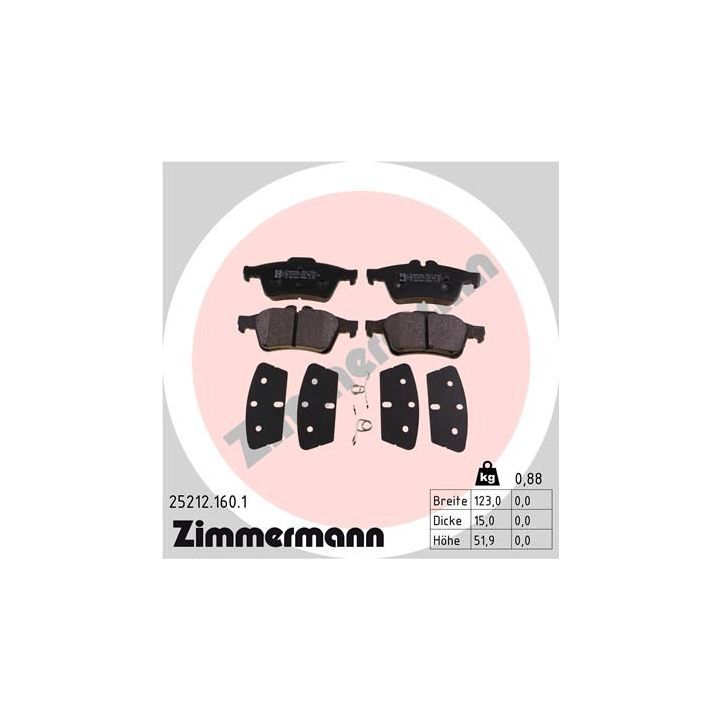 Stabdžių trinkelių rinkinys, diskinis stabdys ZIMMERMANN 25212.160.1