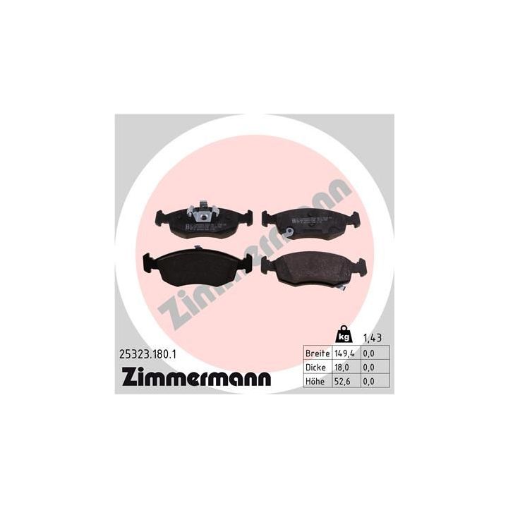 Stabdžių trinkelių rinkinys, diskinis stabdys ZIMMERMANN 25323.180.1