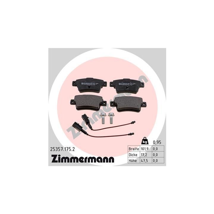 Stabdžių trinkelių rinkinys, diskinis stabdys ZIMMERMANN 25357.175.2