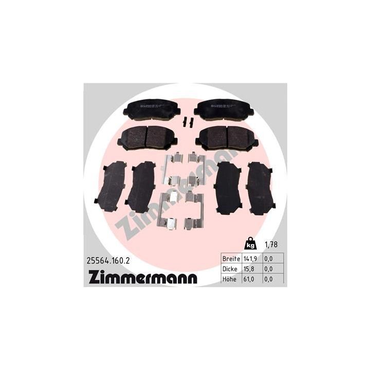 Stabdžių trinkelių rinkinys, diskinis stabdys ZIMMERMANN 25564.160.2