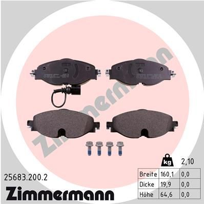 Stabdžių trinkelių rinkinys, diskinis stabdys ZIMMERMANN 25683.200.2