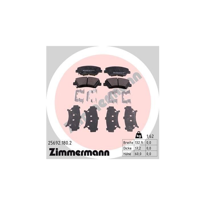 Stabdžių trinkelių rinkinys, diskinis stabdys ZIMMERMANN 25692.180.2