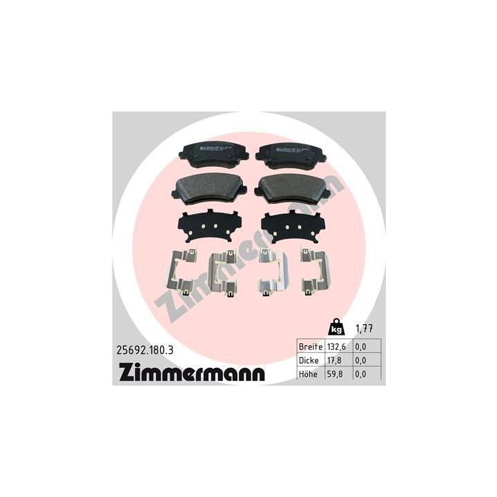 Stabdžių trinkelių rinkinys, diskinis stabdys ZIMMERMANN 25692.180.3