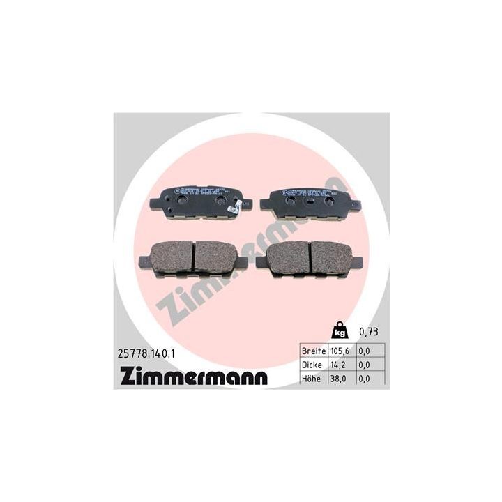 Stabdžių trinkelių rinkinys, diskinis stabdys ZIMMERMANN 25778.140.1