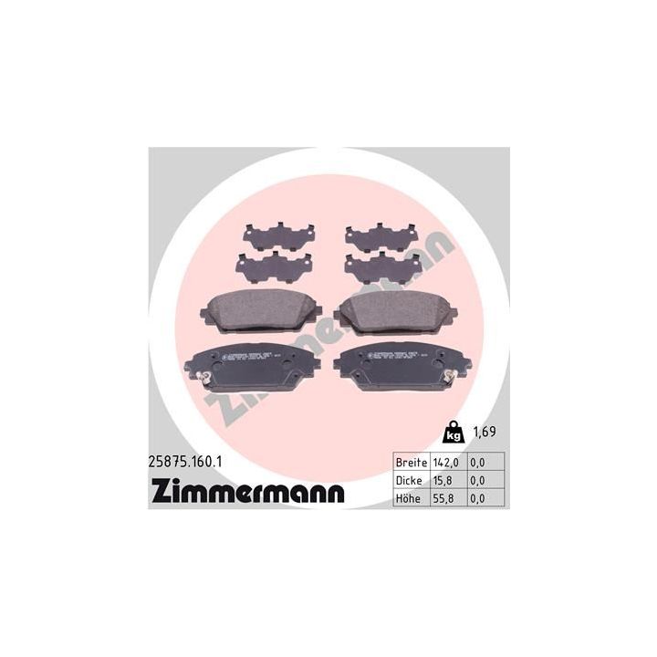 Stabdžių trinkelių rinkinys, diskinis stabdys ZIMMERMANN 25875.160.1