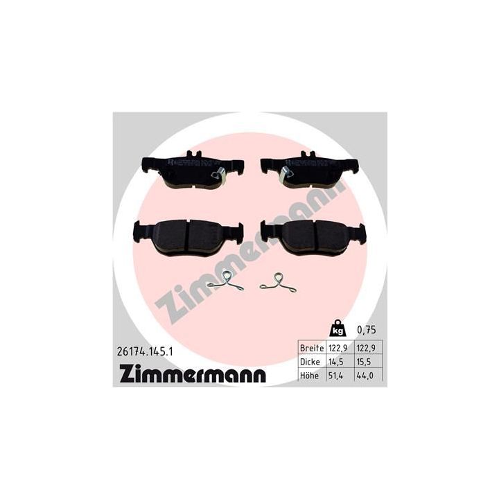 Stabdžių trinkelių rinkinys, diskinis stabdys ZIMMERMANN 26174.145.1