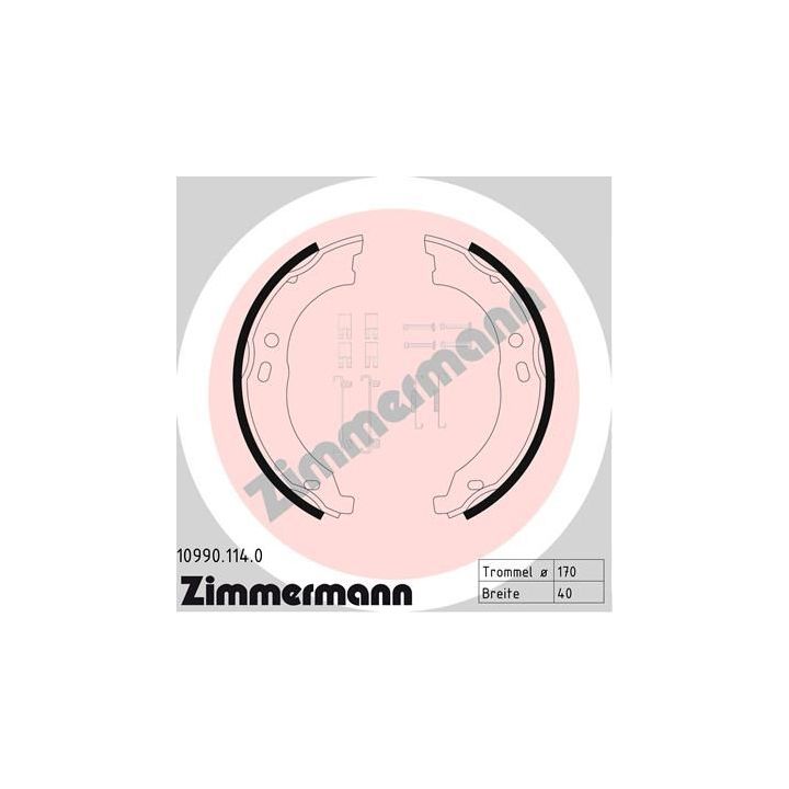 Stabdžių trinkelių komplektas, stovėjimo stabdis ZIMMERMANN 10990.114.0