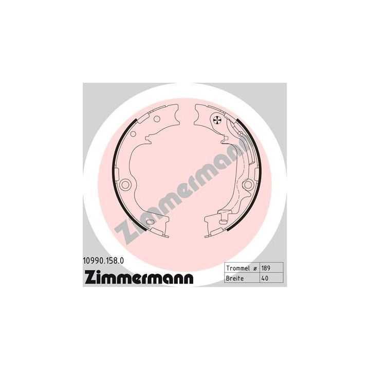 Stabdžių trinkelių komplektas, stovėjimo stabdis ZIMMERMANN 10990.158.0