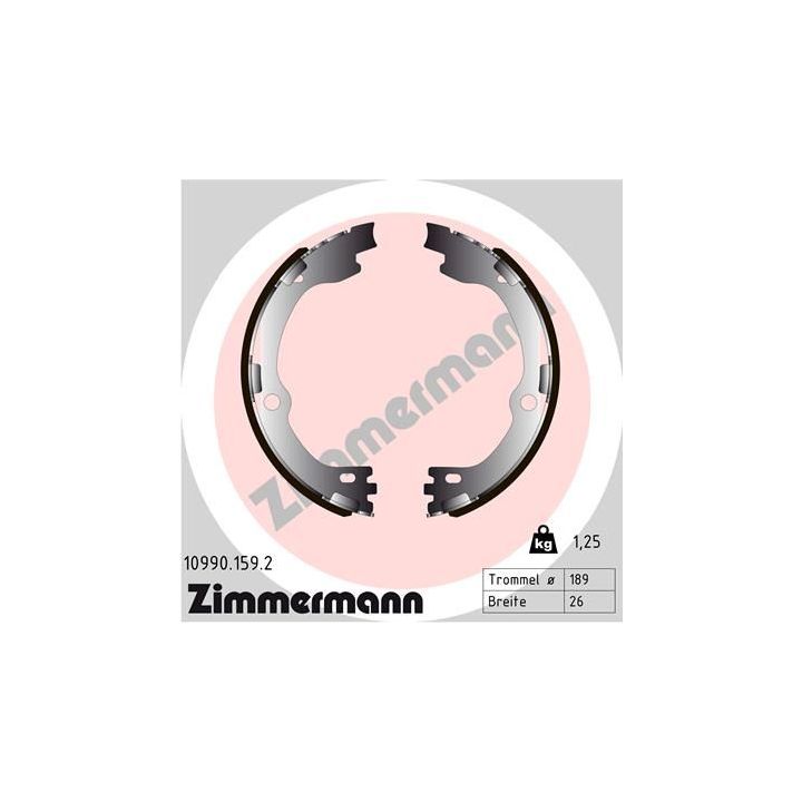 Stabdžių trinkelių komplektas, stovėjimo stabdis ZIMMERMANN 10990.159.2