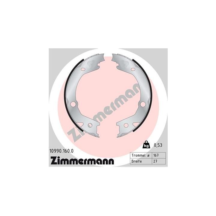 Stabdžių trinkelių komplektas, stovėjimo stabdis ZIMMERMANN 10990.160.0