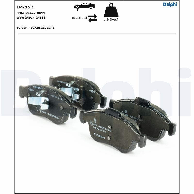 Stabdžių trinkelių rinkinys, stovėjimo stabdys DELPHI LP2152