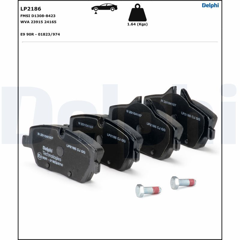 Stabdžių trinkelių rinkinys, diskinis stabdys DELPHI LP2186
