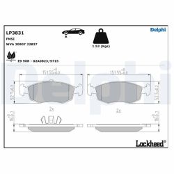 Stabdžių trinkelių rinkinys, diskinis stabdys DELPHI LP3831