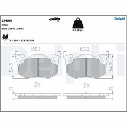 Stabdžių trinkelių rinkinys, diskinis stabdys DELPHI LP699