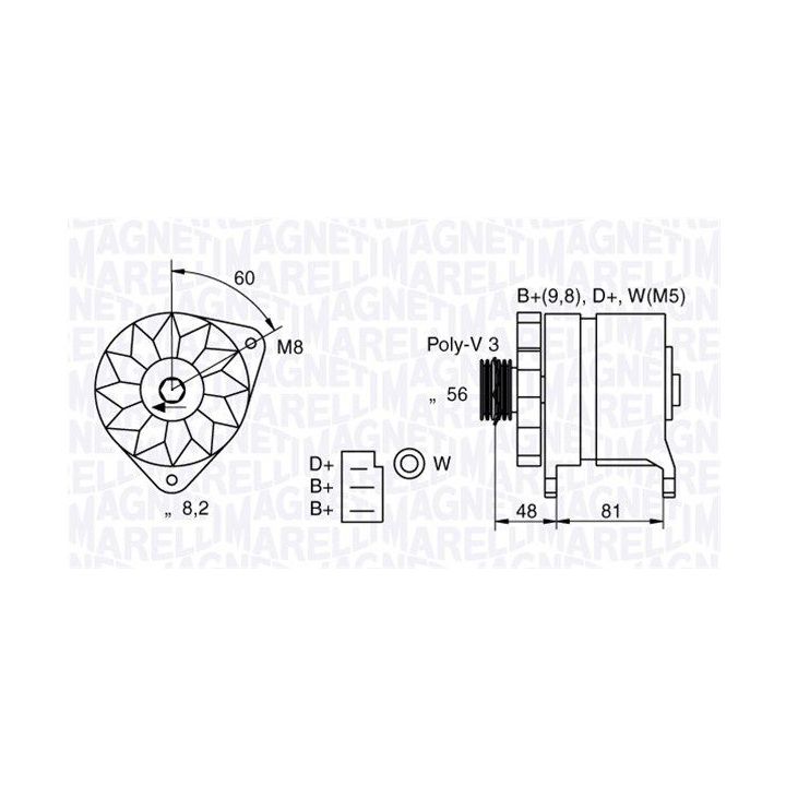 Kintamosios srovės generatorius MAGNETI MARELLI 054022598010