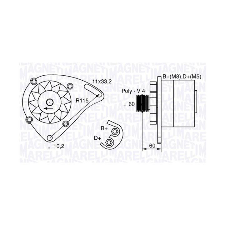 Kintamosios srovės generatorius MAGNETI MARELLI 063321600010