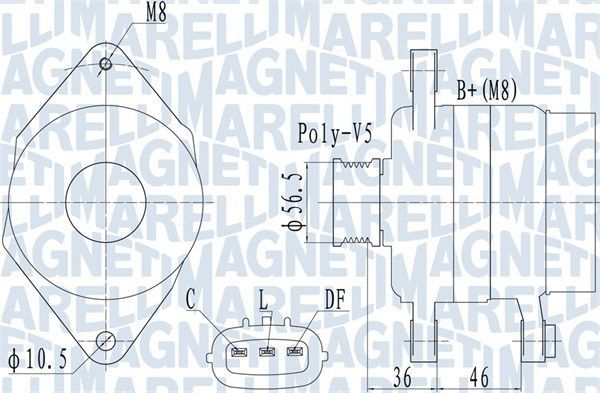 Kintamosios srovės generatorius MAGNETI MARELLI 063732127010