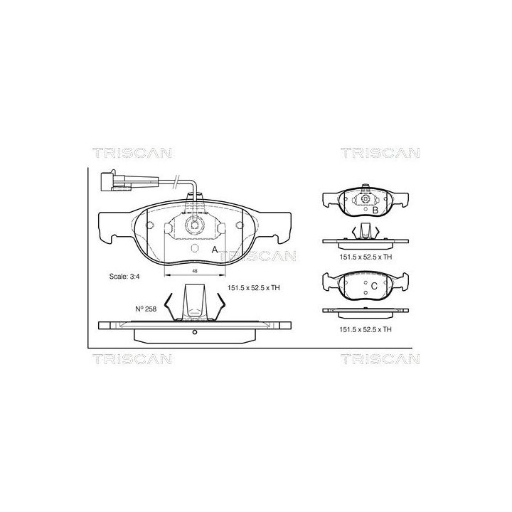 Stabdžių trinkelių rinkinys, diskinis stabdys TRISCAN 8110 15006