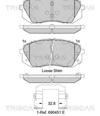 Stabdžių trinkelių rinkinys, diskinis stabdys TRISCAN 8110 43054