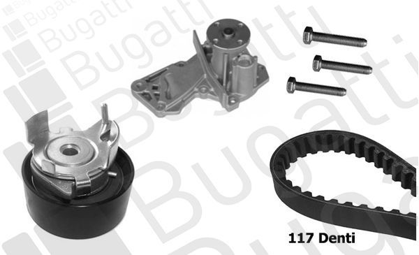 Vandens siurblio ir paskirstymo diržo komplektas BUGATTI KBU10107A