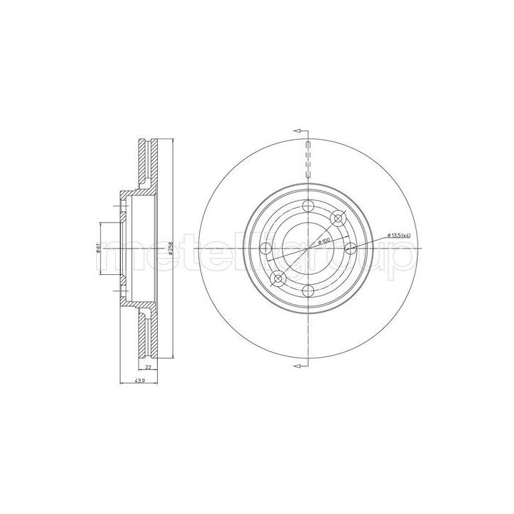 Stabdžių diskas METELLI 23-1342C