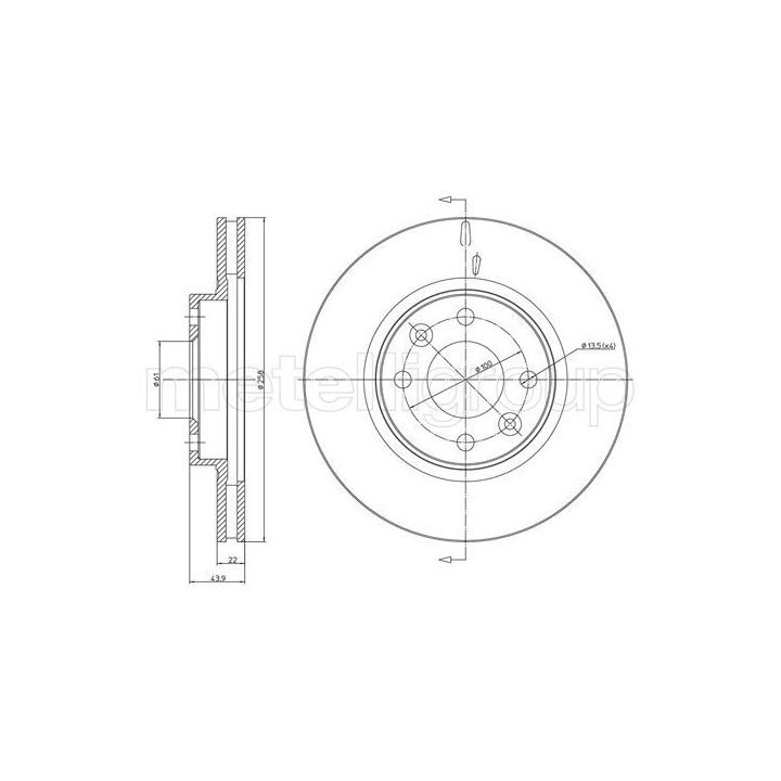 Stabdžių diskas METELLI 23-1504C