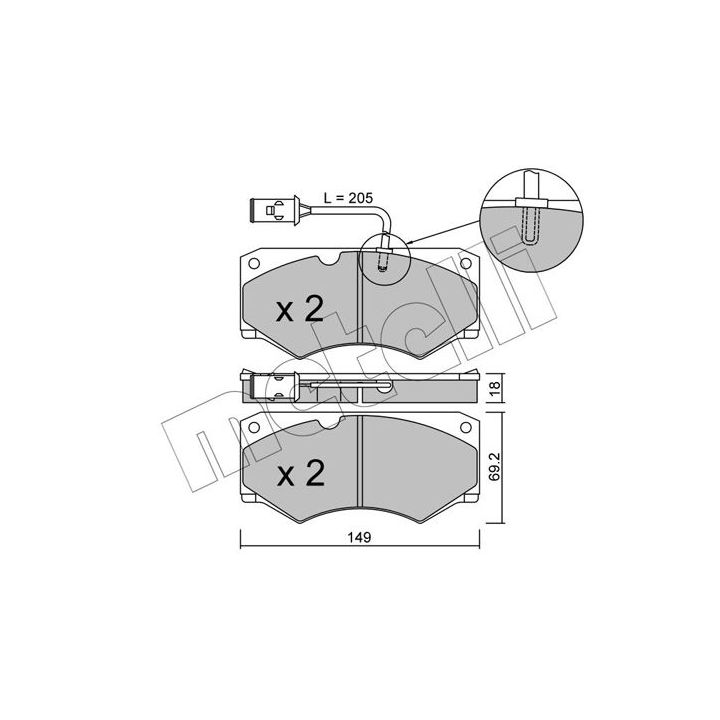 Stabdžių trinkelių rinkinys, diskinis stabdys METELLI 22-0014-3